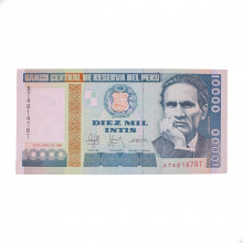 Cédula P#140 10000 Intis 1988 Peru América FE
