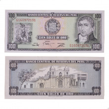 Cédula P#108 100 Soles de Oro 1975 Peru América FE