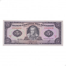 Cédula P#113d 5 Sucres 1988 Série IC Equador América FE