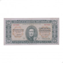Cédula P#34 50 Centésimos 1939 Série F Uruguai América MBC