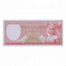 Cédula P#121b 10 Guilders 1963 Suriname América FE