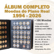 Coleção Completa Moedas do Plano Real 1994 - 2025 (183/183) no Álbum de Luxo e Case de Proteção