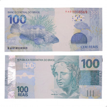 Cédula RL100.010 100 Reais DA 2013 SOB/FE Guido Mantega 2ª Chancela / Alexandre A. Tombini
