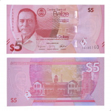 Cédula P#New 5 Dollars 2025 Belize América FE