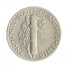 Moeda KM#140 One Dime Mercury 1940 S MBC+ USA América Prata 0.900 Ø17,9mm 2,5gr.