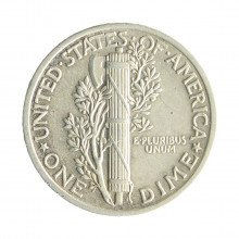 Moeda KM#140 One Dime Mercury 1941 MBC/SOB USA América Prata 0.900 Ø17,9mm 2,5gr.