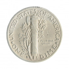 Moeda KM#140 One Dime Mercury 1942 S MBC+ USA América Prata 0.900 Ø17,9mm 2,5gr.