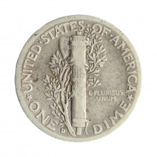 Moeda KM#140 One Dime Mercury 1943 D BC/MBC USA América Prata 0.900 Ø17,9mm 2,5gr.