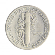 Moeda KM#140 One Dime Mercury 1943 S MBC USA América Prata 0.900 Ø17,9mm 2,5gr.