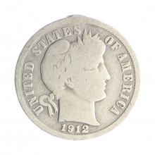 Moeda KM#113 One Dime Barber 1912 BC/MBC USA América Prata 0.900 Ø17,9mm 2,5gr.