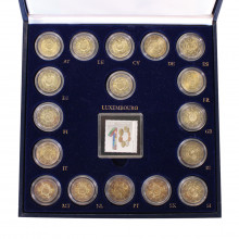 Estojo 17 Moedas e 1 Selo Comemorativo 2002-2012 C/ Certificado FC Luxemburgo Europa 247/500