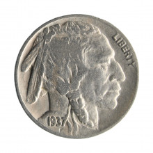 Moeda KM#134 Five Cents Bufalo Nickel 1937 D MBC USA América Cobre R Níquel Ø21,2mm 5gr.