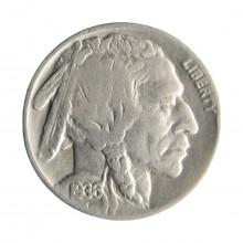Moeda KM#134 Five Cents Bufalo Nickel 1936 MBC+ USA América Cobre R Níquel Ø21,2mm 5gr.
