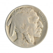 Moeda KM#134 Five Cents Bufalo Nickel 1925 MBC USA América Cobre R Níquel Ø21,2mm 5gr.