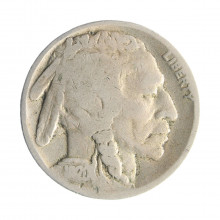 Moeda KM#134 Five Cents Bufalo Nickel 1920 BC/MBC USA América Cobre R Níquel Ø21,2mm 5gr.