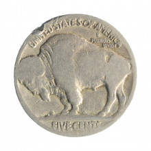 Moeda KM#134 Five Cents Bufalo Nickel BC USA América Cobre R Níquel Data Apagada Ø21,2mm 5gr.