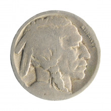 Moeda KM#134 Five Cents Bufalo Nickel BC USA América Cobre R Níquel Data Apagada Ø21,2mm 5gr.
