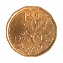 Moeda KM#181 1 Cent 1996 SOB Canadá América Rainha Elizabeth Bronze Ø19,1mm 2,5gr.