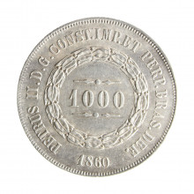 Moeda P-608A 1000 Réis 1860 MBC+  Prata 917 Ø30mm 12,75gr.*
