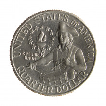 Moeda KM#204 Quarter Dollar Washington 200º Aniversário da Declaração de Independência dos Estados Unidos 1976 D SOB USA