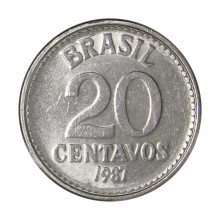 Moeda V-390 20 Centavos 1987 SOB/FC Aço Inoxidável Ø19mm 2,5gr.