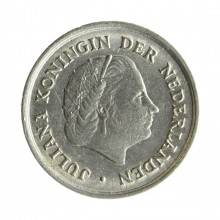 Moeda KM#182 10 Cents 1966 MBC+ Holanda Europa Juliana Níquel Ø15mm 1,5gr.