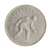 Moeda KM#46.3 1 Franc 1964 SOB Luxemburgo Europa Cobre R Níquel Ø21mm 4gr.