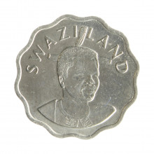 Moeda KM#48 5 Cents 2002 FC Suazilândia África Cobre R Níquel Ø18,5mm 2,1gr.
