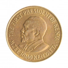 Moeda KM#10 5 Cents 1971 MBC+ Quênia África Latão R Níquel Ø25,5mm 5,6gr.