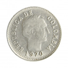 Moeda KM#236 10 Centavos 1970 MBC Colômbia América Aço R Níquel Ø18,3mm 2,52gr.