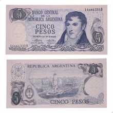 Cédula P#294a.2 5 Pesos 1974 Argentina América SOB/FE