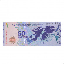Cédula P#362 50 Pesos 2015 32º Aniversário da Invasão das Ilhas Malvinas (Falklands) Argentina América SOB/FE