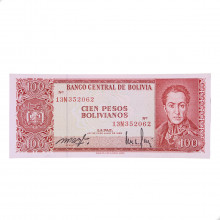 Cédula P#164a 100 Pesos Bolivianos 1962 Bolívia América SOB/FE