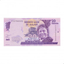 Cédula P#63 20 Kwacha 2020 Malawi África FE