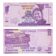 Cédula P#63 20 Kwacha 2020 Malawi África FE