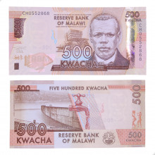 Cédula P#66 500 Kwacha 2024 Malawi África SOB/FE