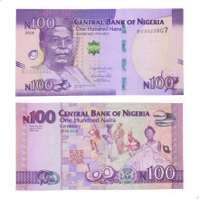 Cédula P#41b 100 Naira 2024 Os 100 Anos de Existência da Nigéria Nigéria África SOB/FE