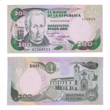 Cédula P#429d 200 Pesos 1989 Colômbia América FE