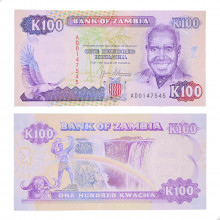 Cédula P#34a 100 Kwacha 1991 Zâmbia África SOB/FE