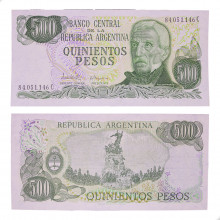 Cédula P#303c 500 Pesos 1982 Argentina América FE