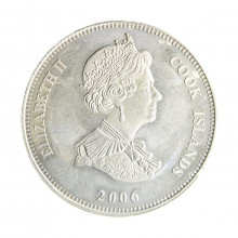 Moeda KM#1428 1 Dollar 2006 SOB/FC Ilhas Cook Oceania 80 Anos de Televisão Cuproníquel Ø38,61mm 28,43gr