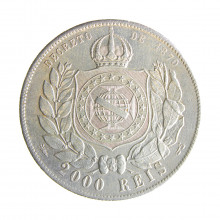 Moeda P-659b 2000 Réis 1889 MBC+ C/ Rabicho no Cabelo Prata 0.917 Ø37mm 25,5gr.