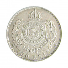 Moeda P-627 200 Réis 1867 SOB C.L. Prata 0.917 Ø20mm 2,5gr.
