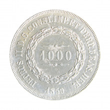 Moeda P-607a 1000 Réis 1859 MBC+ Prata 0.917 Ø30mm 12,75gr.