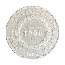 Moeda P-610 1000 Réis 1862 MBC Prata 0.917 Ø30mm 12,75gr.