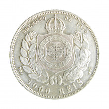 Moeda P-653 1000 Réis 1887 MBC Escassa Prata 0.917 Ø30mm 12,75gr.