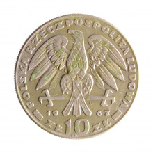 Moeda Y#58 10 Zlotys 1967 MW MBC Polônia Europa Gen Karol Świerczewski Walter Cuproníquel Ø28mm 9,5gr