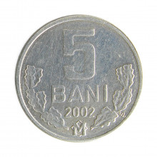 Moeda KM#2 5 Bani 2002 SOB/FC Moldávia Europa Alumínio Ø16mm 0,75gr