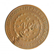 Moeda C-749 40 Réis 1832 R MBC c/ Talho da Leio Cobre Ø35mm 14,34gr.