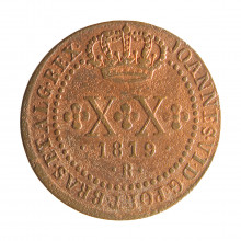 Moeda C-506 XX Réis 1819 R MBC Cobre Ø30mm 7,17gr.